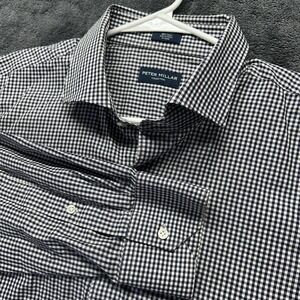 Peter Millar Collection Button Up Shirt Mens Extra Large Blue Gingham Plaid Prep